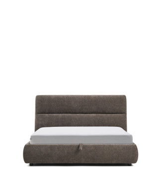 Dafra removable bed in dark brown chenille with opening container for 160 x 200 cm mattress
