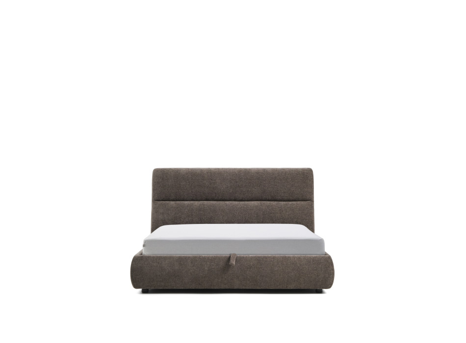 Dafra removable bed in dark brown chenille with opening container for 160 x 200 cm mattress