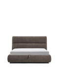Dafra removable bed in dark brown chenille with opening container for 160 x 200 cm mattress