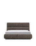 Dafra bed with removable cover in dark brown chenille with opening container for 180 x 200 cm mattress
