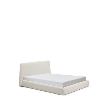 Martina removable bed in ecru chenille for 160 x 200 cm mattresses