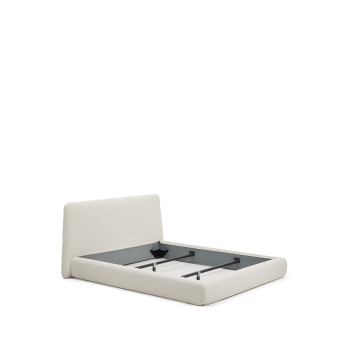 Martina removable bed in ecru chenille for 160 x 200 cm mattresses