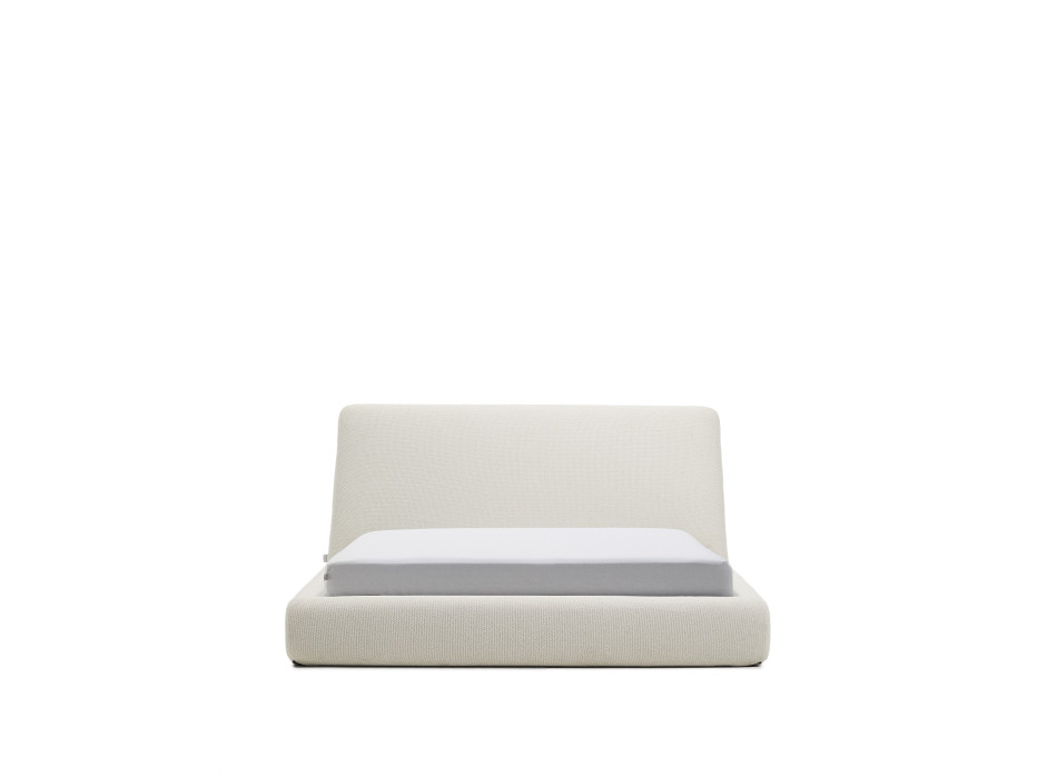 Martina removable bed in ecru chenille for 160 x 200 cm mattresses