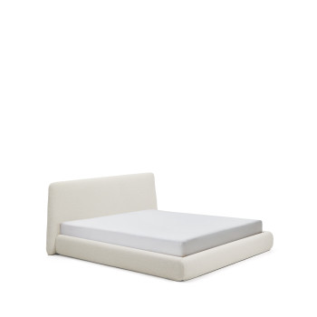 Martina removable bed in ecru chenille for 180 x 200 cm mattresses
