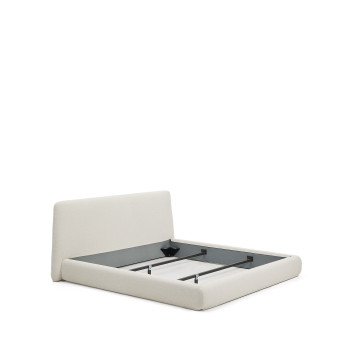 Martina removable bed in ecru chenille for 180 x 200 cm mattresses