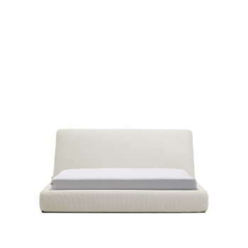 Martina removable bed in ecru chenille for 180 x 200 cm mattresses