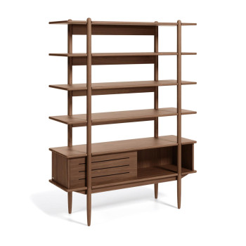 Carolin bookcase in walnut veneer 130 x 169 cm