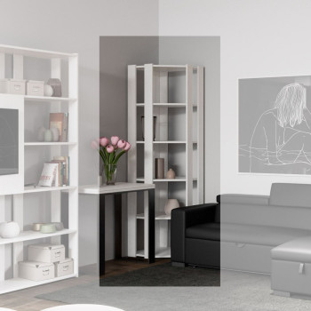 Kato Corner Bookcase - Kato Corner Composition B 6R 4 Long Panels + 2 Back Panels White Ash