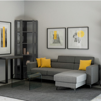 Kato Corner Bookcase - Kato Corner Composition B 6R 4 Long Panels + 2 Back Panels White Ash