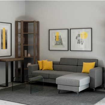 Kato Corner Bookcase - Kato Corner Composition B 6R 4 Long Panels + 2 Back Panels White Ash