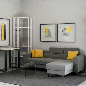 Kato Corner Bookcase - Kato Corner Composition B 6R 4 Long Panels + 2 Back Panels White Ash