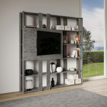 Kato Bookcase TV Stand - Composition N Kato 6R 6 long strips 2 short strips 2 medium strips TV panel White Ash