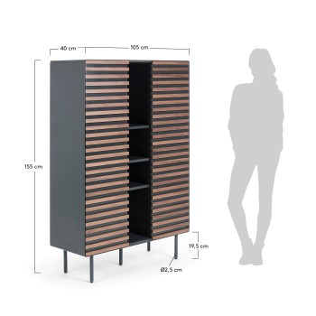 Kesia bookcase 105 x 155 cm walnut, matt graphite MDF