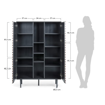 Kesia bookcase 105 x 155 cm walnut, matt graphite MDF