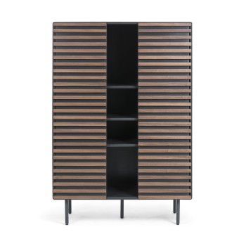 Kesia bookcase 105 x 155 cm walnut, matt graphite MDF