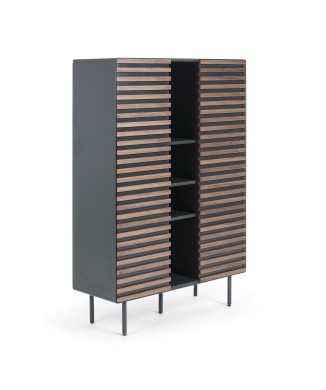 Kesia bookcase 105 x 155 cm walnut, matt graphite MDF