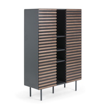 Kesia bookcase 105 x 155 cm walnut, matt graphite MDF