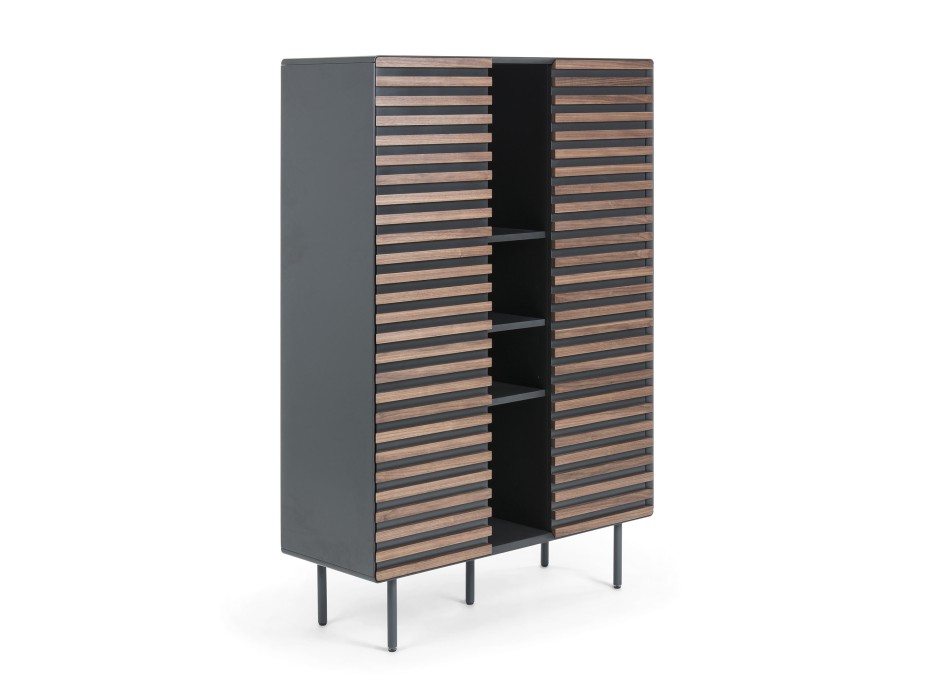 Kesia bookcase 105 x 155 cm walnut, matt graphite MDF