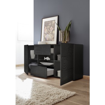 MIRO 2-door 2-drawer sideboard, 181x84x43 cm, black