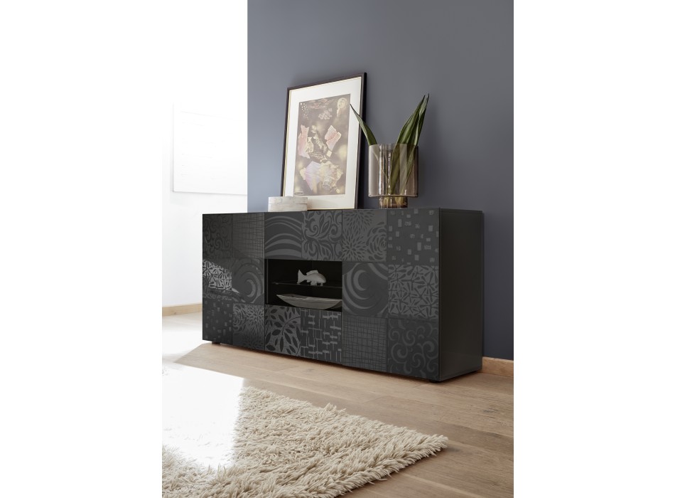 MIRO 2-door 2-drawer sideboard, 181x84x43 cm, black