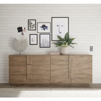JUPITER 3-Drawer 2-Door Sideboard, 241x44x90 cm, Walnut Color