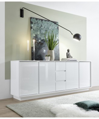Sideboard with 4 doors and 3 drawers ICE 180x78x43 cm