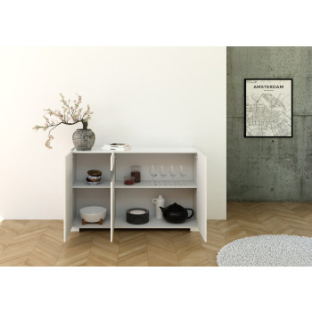 Sideboard / TV Stand / High Sideboard Riflesso White Gloss - 3-door sideboard 130x40x81 cm Riflesso white glossy