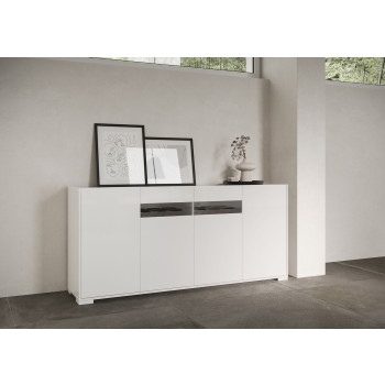 Sideboard / TV Stand / High Sideboard Riflesso White Gloss - 4-door sideboard 172x40x81 cm Riflesso white glossy
