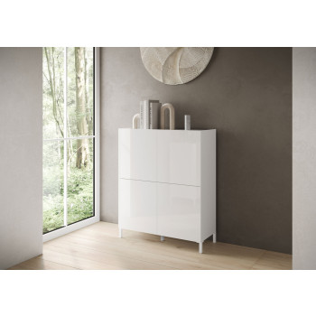 Solaria Gloss White Sideboard/TV Stand/High Sideboard - Solaria Gloss White 4-Door High Sideboard 90x35x110 cm