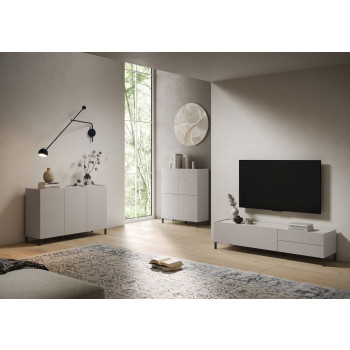 Solaria Gloss White Sideboard/TV Stand/High Sideboard - 3-Door Sideboard 130x40x84 cm Solaria Gloss White