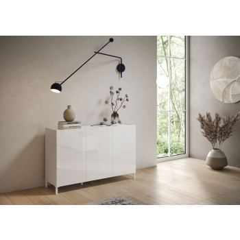 Solaria Gloss White Sideboard/TV Stand/High Sideboard - 3-Door Sideboard 130x40x84 cm Solaria Gloss White