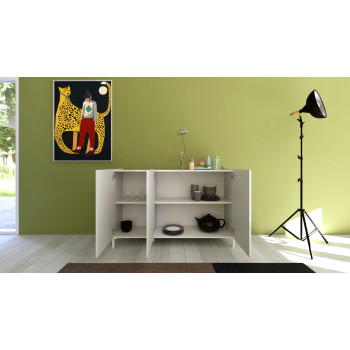 Solaria Gloss White Sideboard/TV Stand/High Sideboard - 3-Door Sideboard 130x40x84 cm Solaria Gloss White