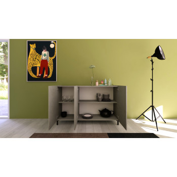 Solaria Gloss White Sideboard/TV Stand/High Sideboard - 3-Door Sideboard 130x40x84 cm Solaria Gloss White