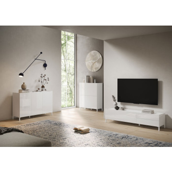 Solaria Gloss White Sideboard/TV Stand/High Sideboard - 3-door/4-drawer sideboard 174x40x84 cm Solaria Gloss White
