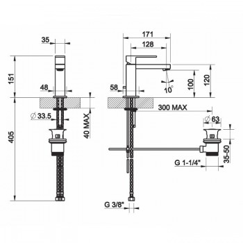 Single lever basin mixer with waste 20001 GESSI