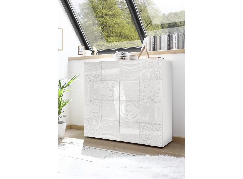 MIRO 2-door cabinet 121x111x43 cm white color