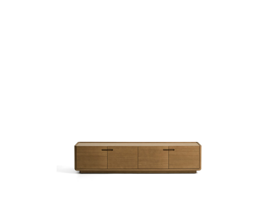 Arelida TV stand in oak veneer and solid wood with light brown finish 200 x 44 cm FSC Mix Credit