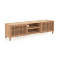 Beyla 2-door TV cabinet in solid wood and oak veneer 180 x 49.5 cm FSC100%