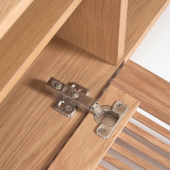 Beyla 2-door TV cabinet in solid wood and oak veneer 180 x 49.5 cm FSC100%