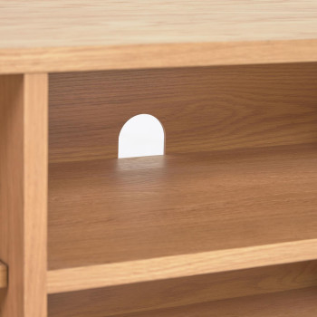 Beyla 2-door TV cabinet in solid wood and oak veneer 180 x 49.5 cm FSC100%