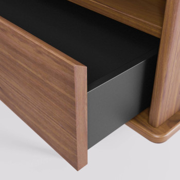 Carolin TV cabinet with 1 door and 1 drawer, walnut veneer, 180 x 63.5 cm