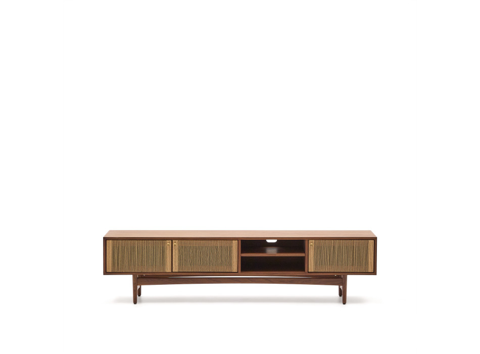 Elan 3-door TV cabinet, walnut veneer and solid wood, 200x50cm, FSC Mix Credit