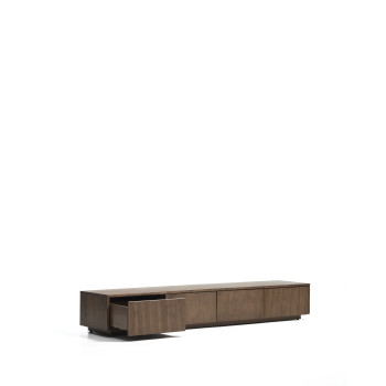 Helvine 4-drawer TV cabinet in ash veneer with walnut finish 200 x 30 cm FSC 100%