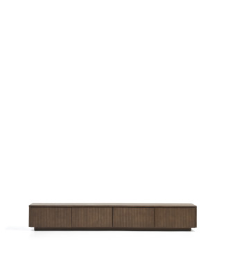 Helvine 4-drawer TV cabinet in ash veneer with walnut finish 200 x 30 cm FSC 100%