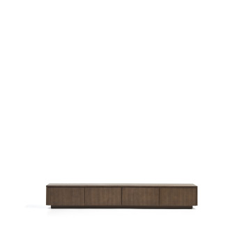Helvine 4-drawer TV cabinet in ash veneer with walnut finish 200 x 30 cm FSC 100%