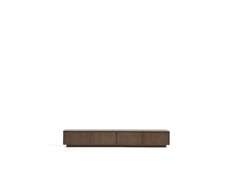 Helvine 4-drawer TV cabinet in ash veneer with walnut finish 200 x 30 cm FSC 100%