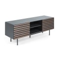 Kesia 2-door TV cabinet in lacquered walnut veneer
