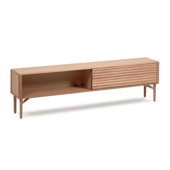 Lenon 2-door TV cabinet in solid wood and oak veneer 200 x 57 cm FSC MIX Credit