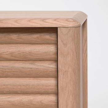 Lenon 2-door TV cabinet in solid wood and oak veneer 200 x 57 cm FSC MIX Credit