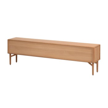 Lenon 2-door TV cabinet in solid wood and oak veneer 200 x 57 cm FSC MIX Credit